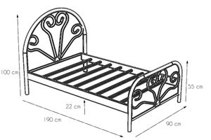 Baby Metalen Bedframe, 90x190 cm, Wit