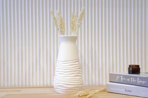 Crease Ceramic Vase, White