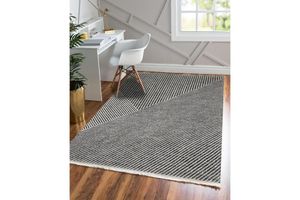 Cobbler Moderne Kelim Gestreept, Zwart & Wit