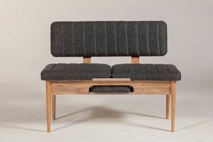 Vina Extendable Bench with Backrest, Dark Grey & Oak