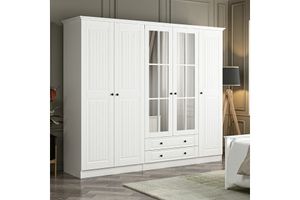 Tideway Crown Kleiderschrank mit 5 Türen und 2 Schubladen, 190 cm, Weiß