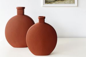 Double Matery Ceramic Vase Set, Red