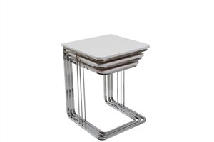 Vegas Bijzettafel Set, 3-Dlg, Met Wielen, Wit