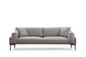 Leo Three Seater Sofa, Grey & Black