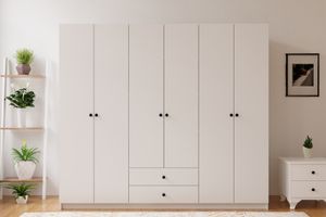 Rabby Aire 6 Door with 2 Drawers Wardrobe, White