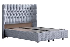 Napoli Box, Hoofdbord En Real Matras Met Pad, Lichtgrijs, 160X200