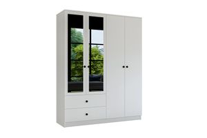 Metalia Novado Kledingkast met 4 Deuren, 2 Lades en Spiegel