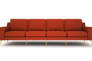 Normod 4-Sitzer Sofa mit Goldenen Metallbeinen, Rot