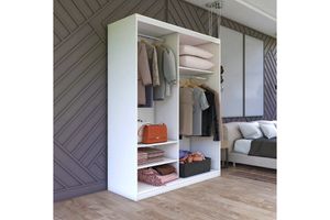 Binnian Kledingkast met 2 Deuren en Schuifdeuren, Wit