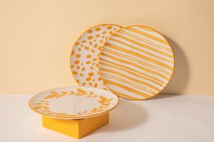 Amarillo Lines Dessert Plate, 21 cm, Yellow