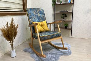 Asedia Trend Ocean Schommelstoel, Blauw & Natuurlijke Kleur