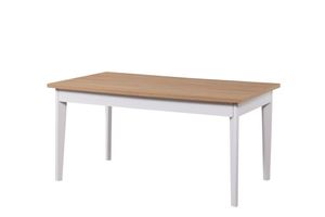 Lorin 4-6 Seat Fixed Dining Table, Light Wood & White