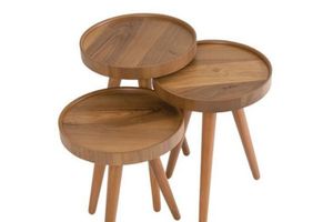 Mobievim Terrazzo Nesting Table, Dark Wood
