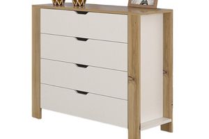 April Chest of Drawers, Walnut & White