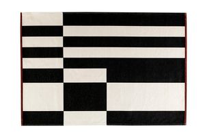 Etius Abstract Stripe Print Modern Rug, Black & White