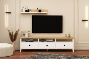 Remy TV Unit & Wall Shelf, 180 cm, White