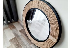 Wood Ronde Wandspiegel, Zwart