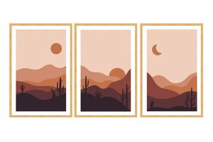 A Day in the Desert Art Print with Frame, Triptych