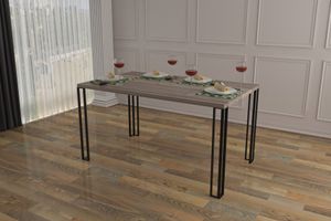 Bougainvillea 6-Seat Fixed Dining Table, Beige