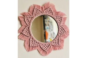 Macrame Mimi Wall Mirror, Pink