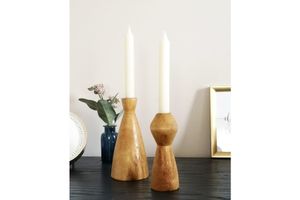 Berlien Duo Wooden Candle Holder Set