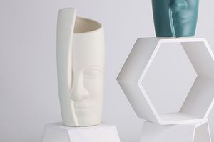 Halve Face Vase, White