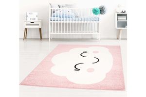 Piave Cloud Print Children's Rug, Pink
