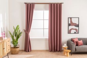 Haruna Blackout Curtain Pair, 140 x 250 cm, Dusty Pink