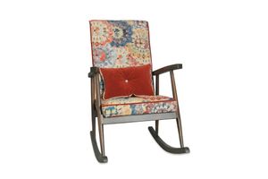 Asedia Trend Schommelstoel met Bloemmotief, Veelkleurig & Walnoot