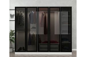 Medway Tideway Kleiderschrank mit 5 Türen und 4 Schubladen, 210 cm, Weiß & Schwarz