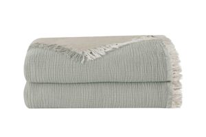 Hibboux Muslin Bedspread, 160x240 cm, Beige & Green