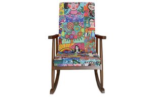 Asedia Trend Diego Schommelstoel, Veelkleurig & Walnoot