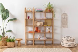 Nala Mini Rattan Bookcase, Natural Wood