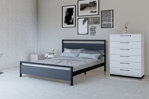 Star Double Bed, 140 x 190 cm, Grey