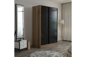 Medway Kledingkast met Schuifdeuren, 120 cm, Zwart en Walnoot