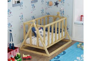 Lotus Natural Wood Baby Crib, Natural