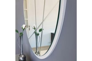Neostyle Decorative Modern Design Round Wall Mirror, 60 x 60 cm, White