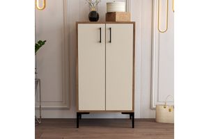 Prague Shoe Cabinet, Walnut & Cream