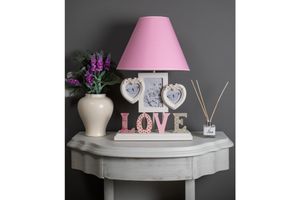 Misto Home Framed Table Lamp Love, Pink