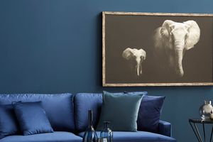 Elefanten-Familie Bild mit Rahmen