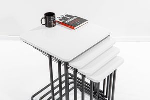 Mono C-Vormige Zettafels, 4 Stuks, Wit