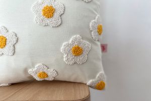 Daisy Punch Cushion Cover, 42 x 42 cm, White
