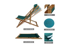 Bysay Klappbare Strandliege-Set aus Holz Set, 3 Tlg