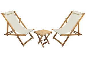 Bysay Folding Lounge Outdoor Chair Set, Cream