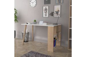 Lagomood Vito Desk, White & Light Wood