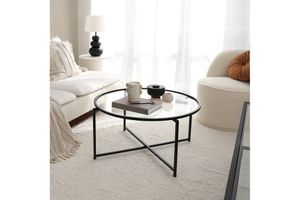Neostyle Transparent Glass Coffee Table, Black