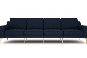 Normod 4-Sitzer Sofa mit Goldenen Metallbeinen, Dunkelblau
