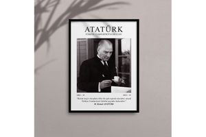 Atatürk Bild mit Rahmen, Schwarz