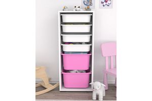 Tara Children's Toy Storage, Pink & White