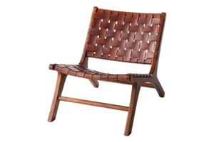 Sohomanje Woven Leather and Wood Accent Chair, Brown